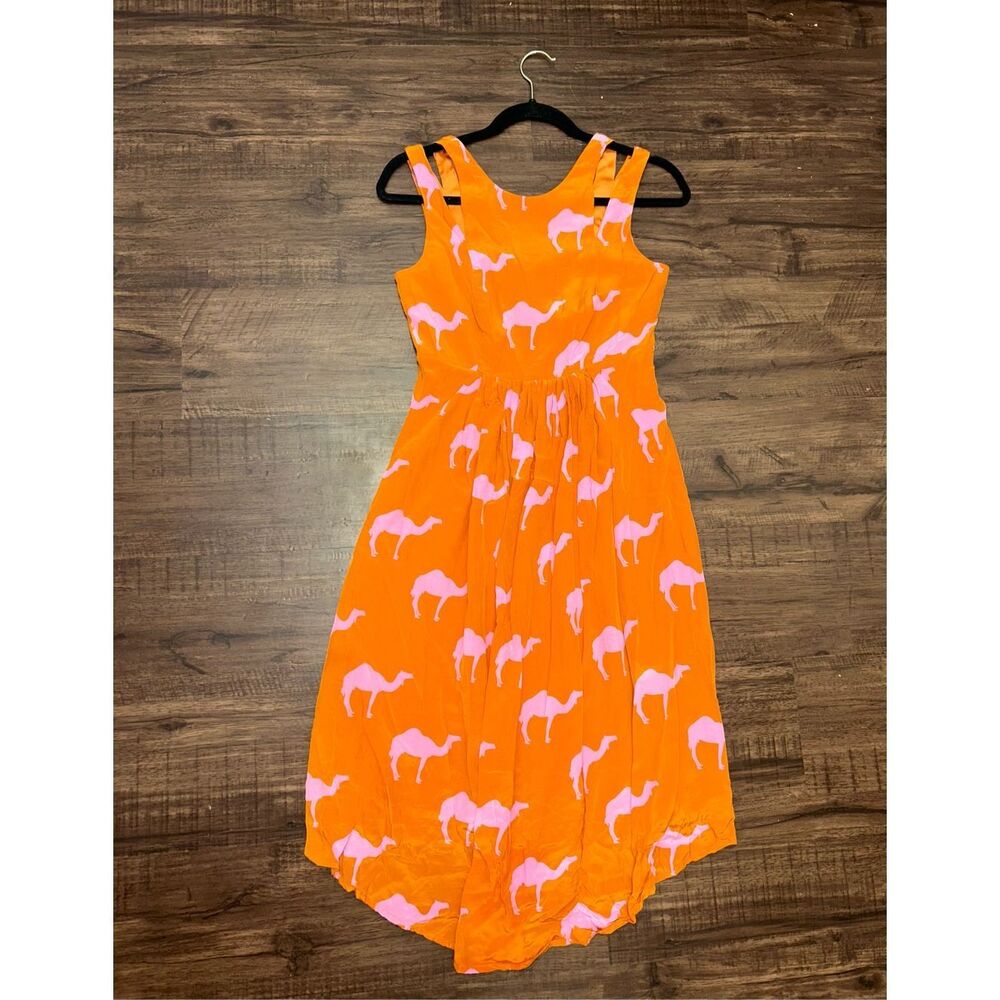 Anthropologie Charlotte Taylor Dromedary Camel Silk Dress, Sz 0, MSRP $268